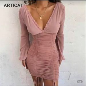 Pink ruched dress size medium